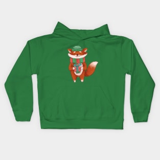 Fox Christmas Present Theme Kids Hoodie